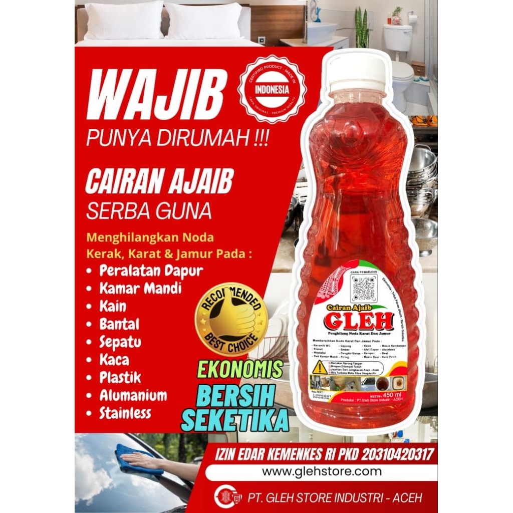 GLEH ORIGINAL 100% CAIRAN AJAIB PEMBERSIH / KARAT / NODA GOSONG PANCI / WAJAN  / OLI / BULPEN DLL.