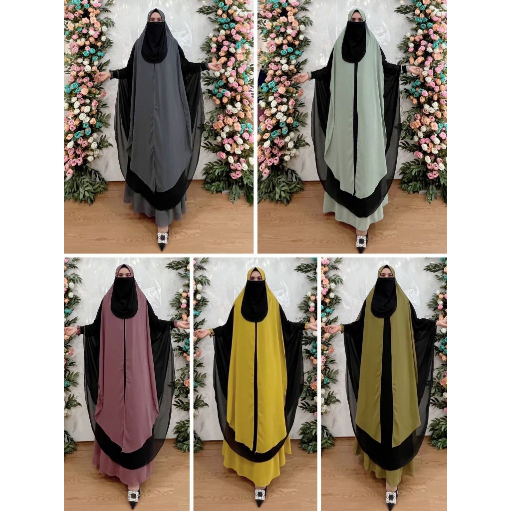 Gamis Syar'i Jumbo Set Khimar Pet Antem Hijab Free Cadar Tali Kode IMANA Matt Ceruti BabyDoll By AJE