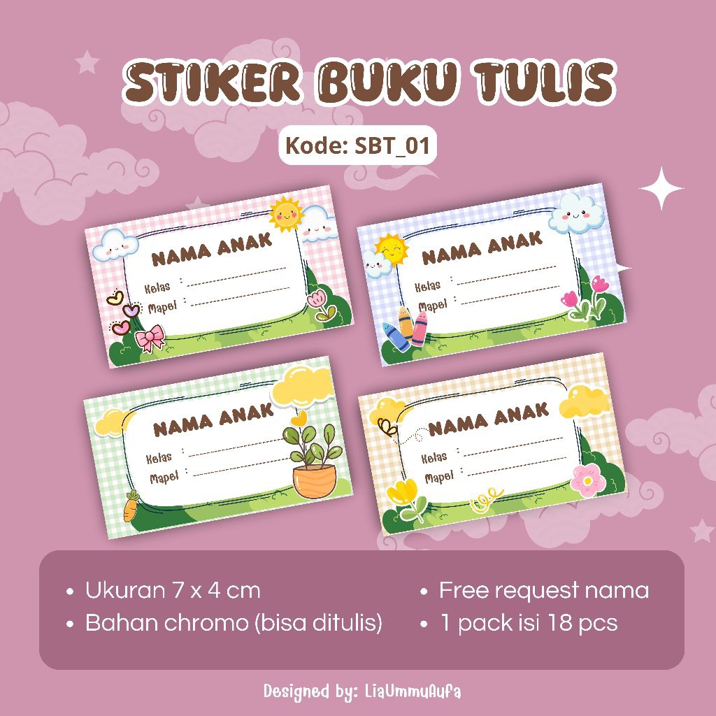 

Zaujatuhanif Stiker Buku Tulis Custom Nama | Label Buku Tulis Custom Nama | Hadiah Murid | Gift Murid Unik