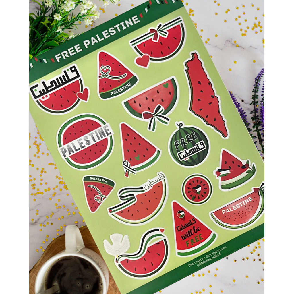 

Sticker buah semangka free palestine watermelon stiker lucu hadiah unik