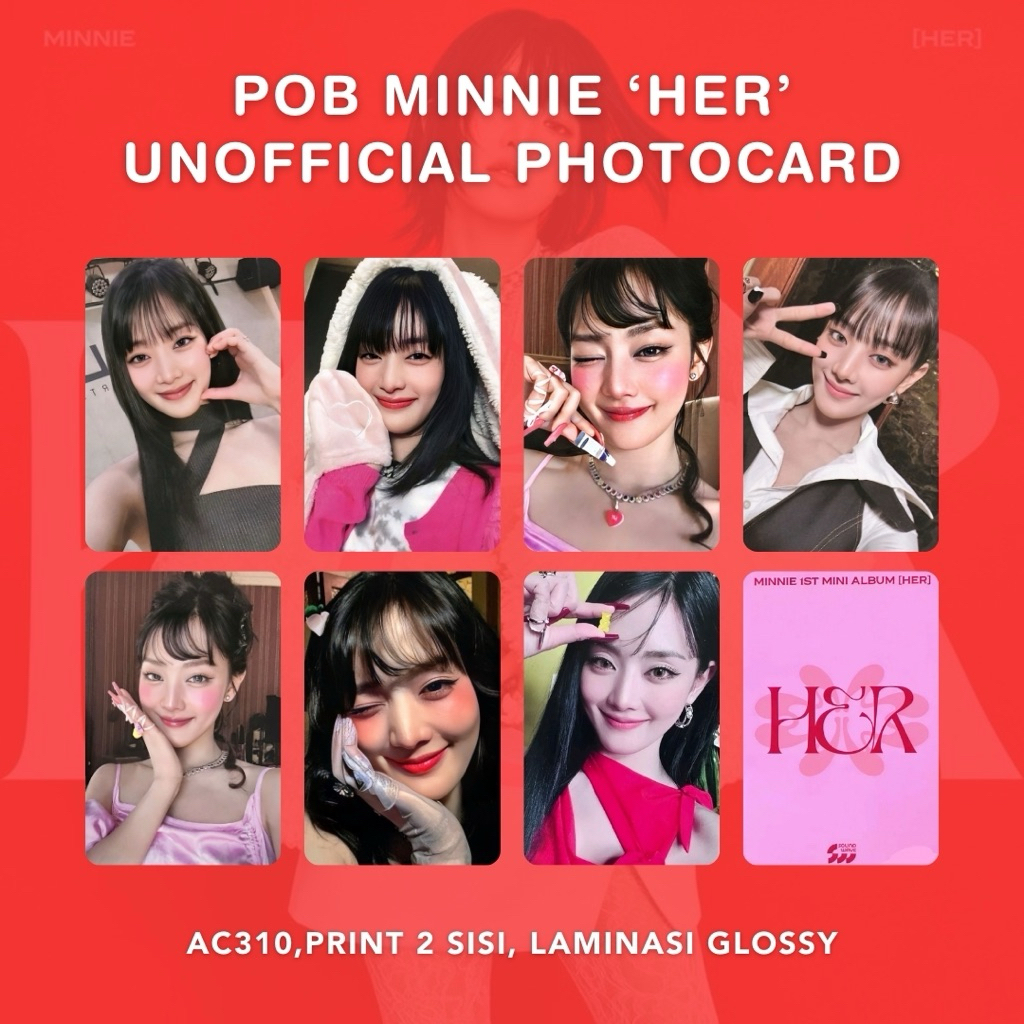 POB MINNIE 1ST MINI ALBUM ‘HER’ (G)-IDLE UNOFFICIAL PHOTOCARD Red Ver. Pink Ver. Broadcast Ktown4U S