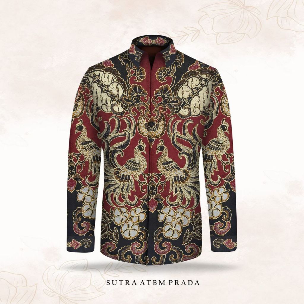 kain batik tulis pria sutera prada emas warna merah mewah batik tulis prada. er