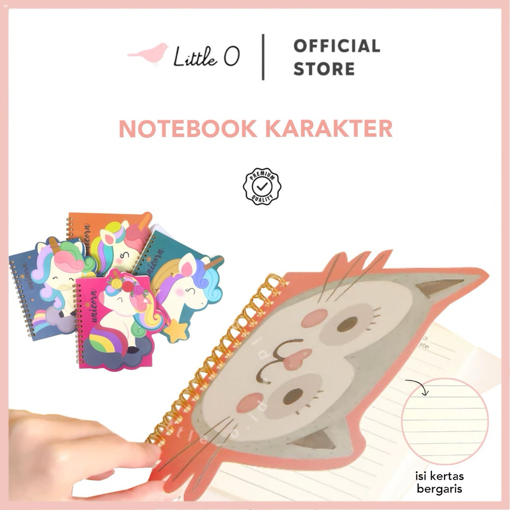 

LITTLE O CAT Unicorn Medium Notebook Notebook Kecil Notebook Buku Catatan Memopad Spiral Notes