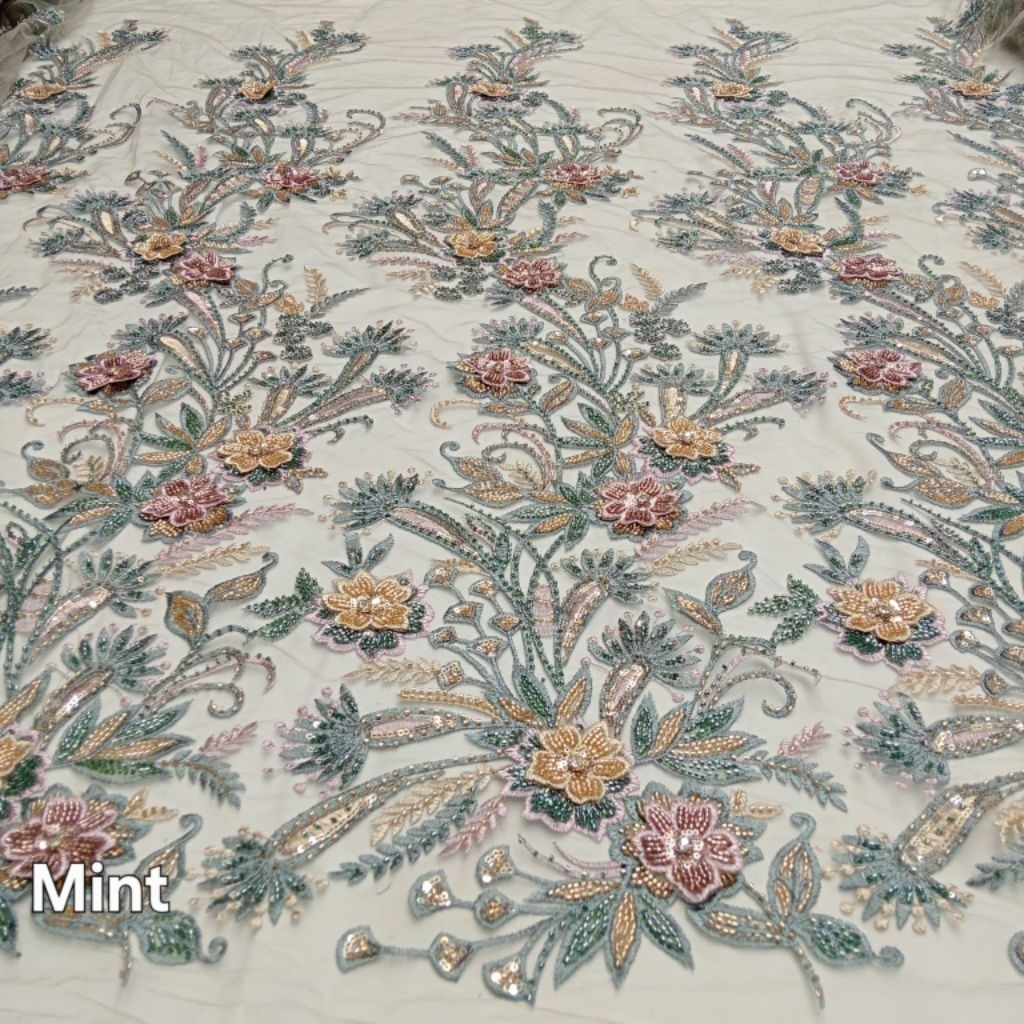 Kain tile payet sworosky tridy bunga 3D/kain tile payet tridy ful payet serta padat.