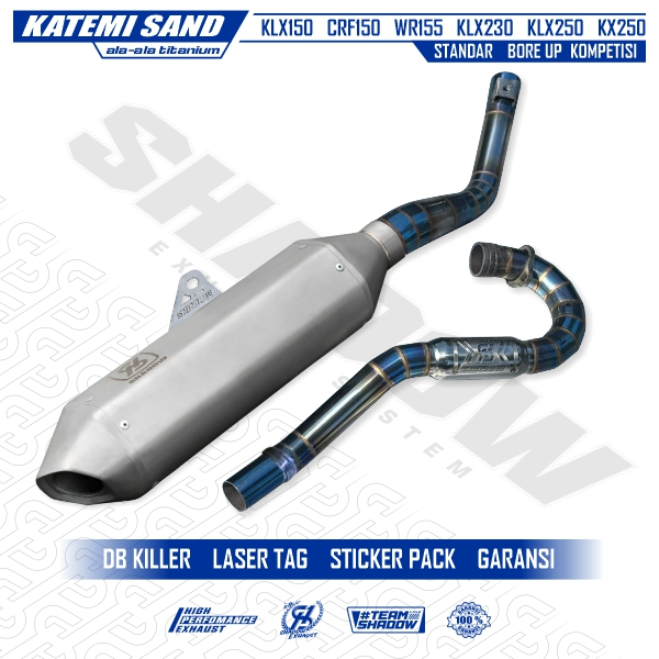 Knalpot CRF150 KLX150 WR155 Katemi Ala Titanium SHADOW EXHAUST SYSTEM