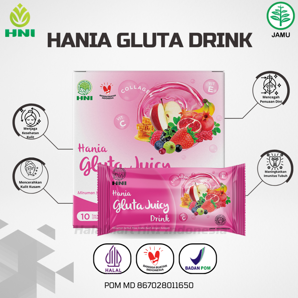 

HANIA GLUTA JUICY Minuman Buah Plus Kolagen Membantu Memperbaiki Kulit Yang Kusam Menjadi LebihCerah
