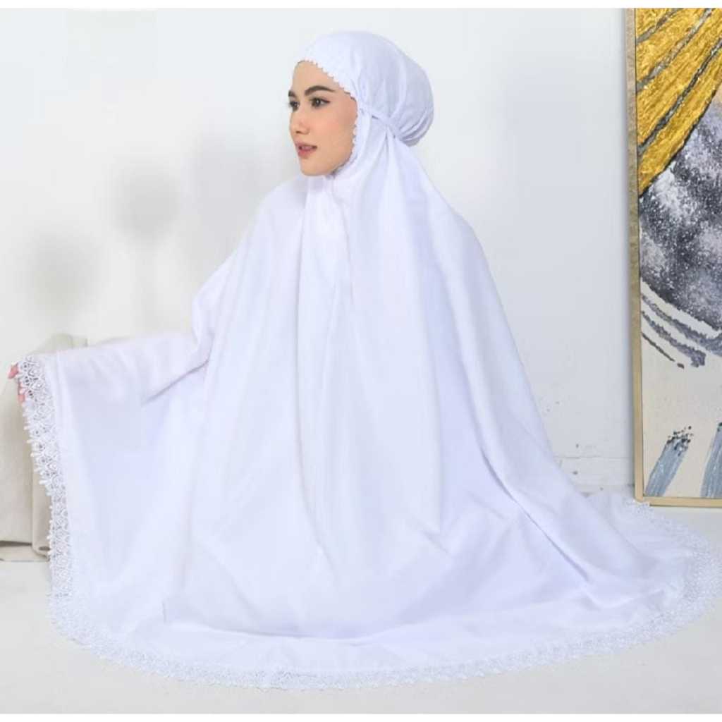 Mukena Hitam Putih Polos Katun Premium Free Tas / Mukena Dewasa Travel