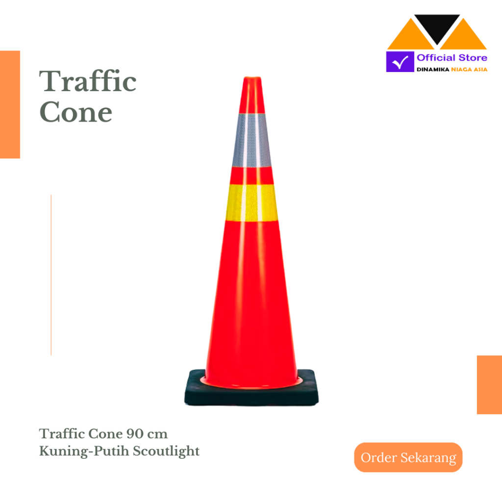 Safety Traffic Cone Rubber/Kerucut Lalu Lintas Karet 90 cm untuk Pengaturan Lalu Lintas