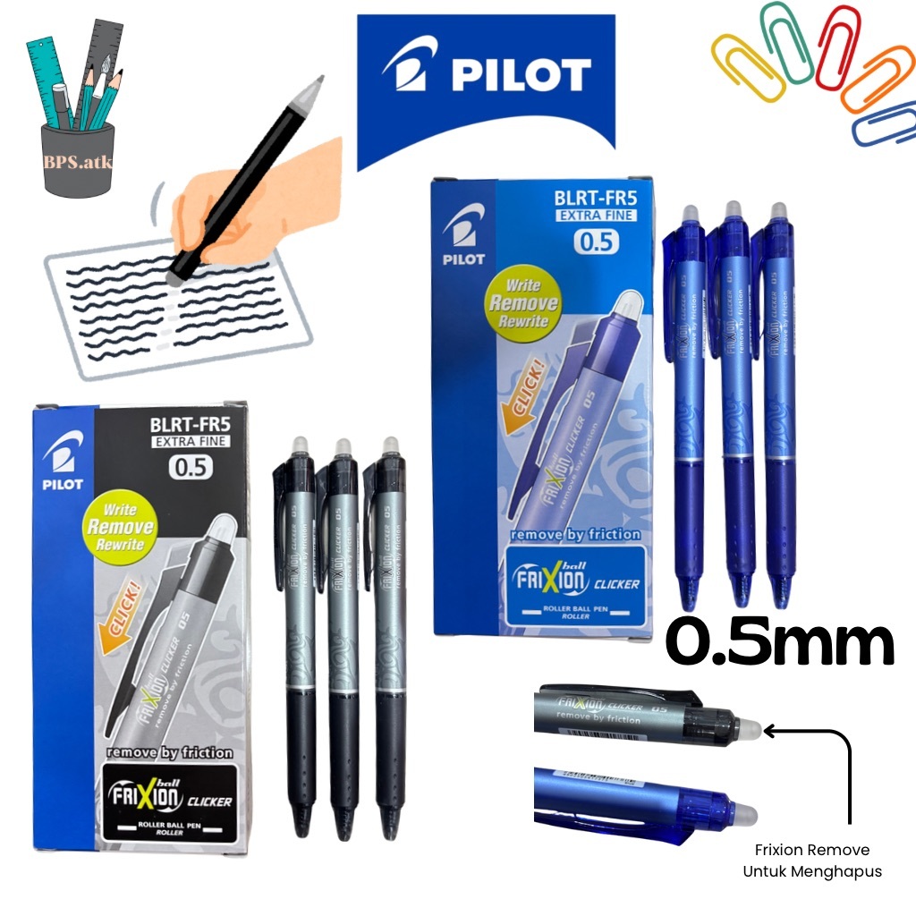 

(12 pcs) FRIXION - Pilot Pulpen Pena Pen Bisa Dihapus | PILOT FriXion Clicker Erasable BLRT-FR7/FR5