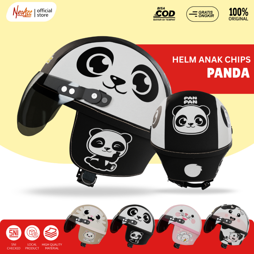 Helm Anak 1-4 Tahun Motif Hewan Panda Sapi Lucu Cewe Cowo Imut