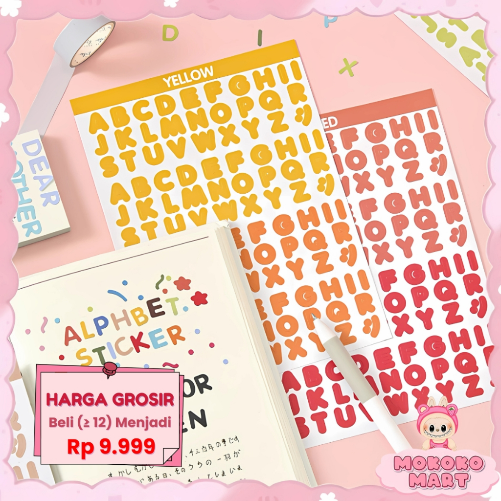 

Stiker ALPHABET dan ANGKA Aesthetic DIY Decor Buku Diary 1 Set 2 in 1 Stiker Huruf Deco - SP09
