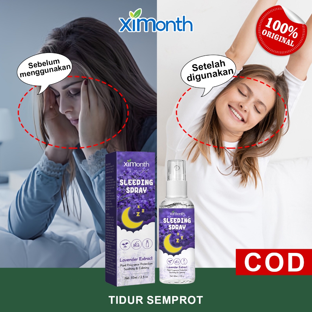 Ximonth【ORI/COD】Lavender Sleep Spray 60ml Aromaterapi Pillow Spray Sleeping Spray Wiselie Pillow Mis