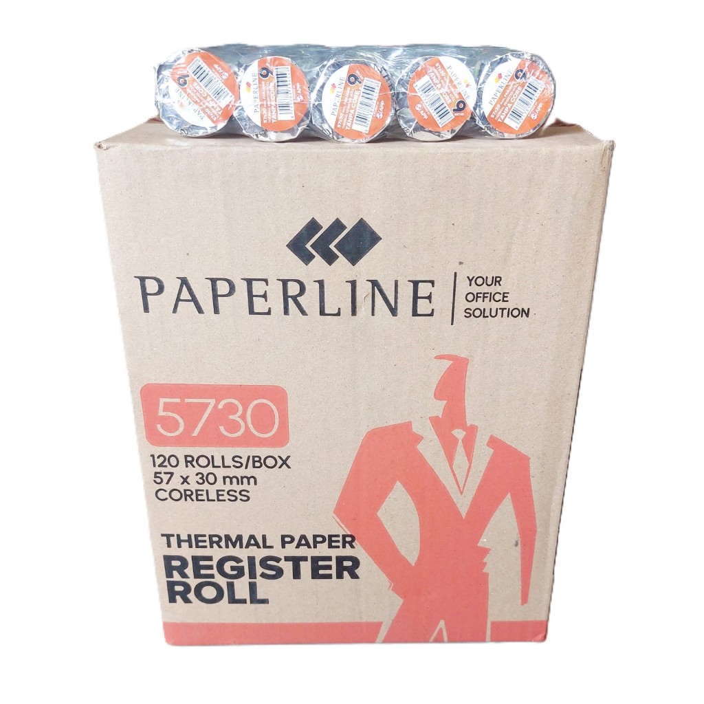

1 karton Kertas Thermal Roll Kasir / Struk Kasir / Register Roll 57x30 mm TanpaCore Paperline
