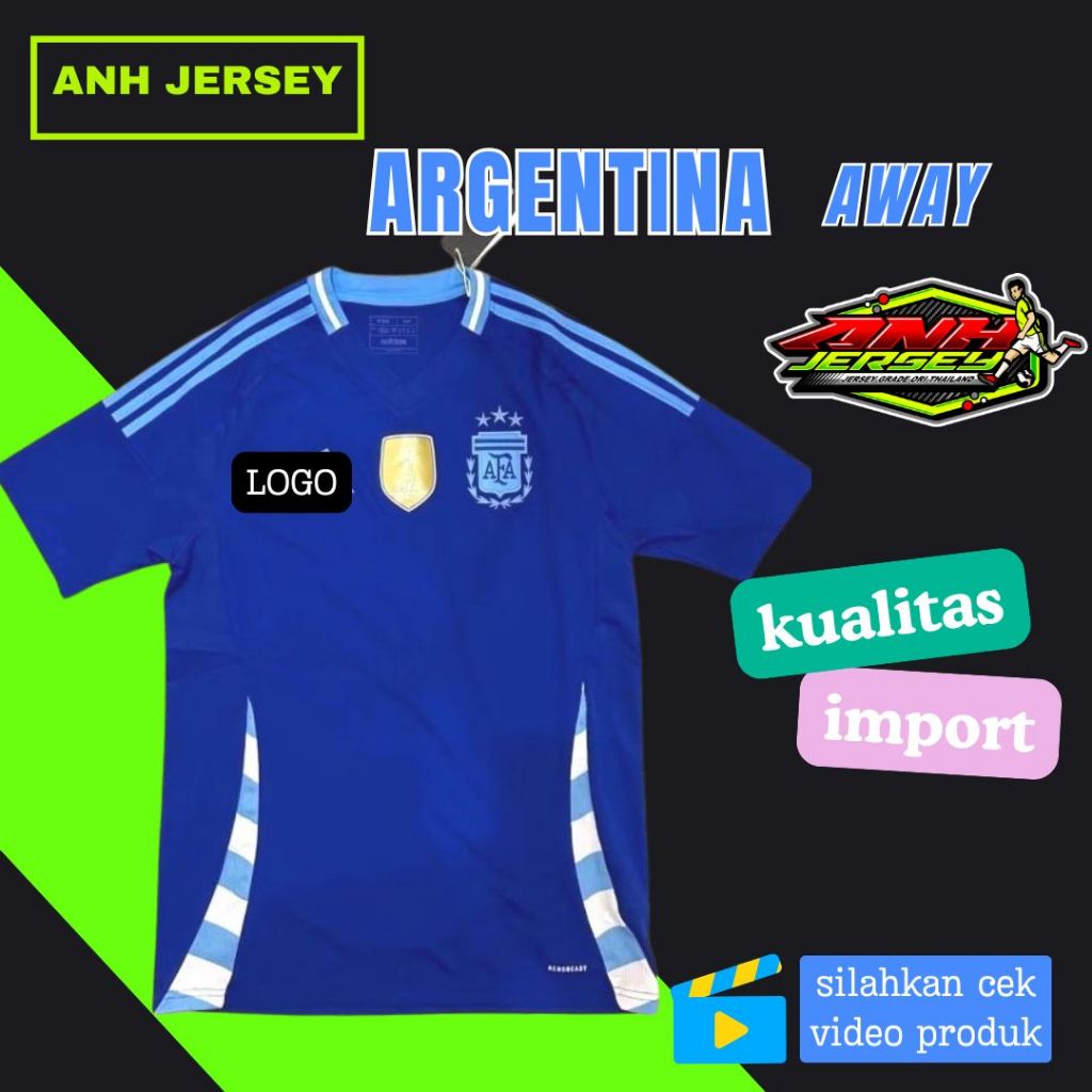 (JERSEY) BAJU BOLA (ARGENTINA) AWAY HOME COPPA AMERIKA 2023 2024 2025