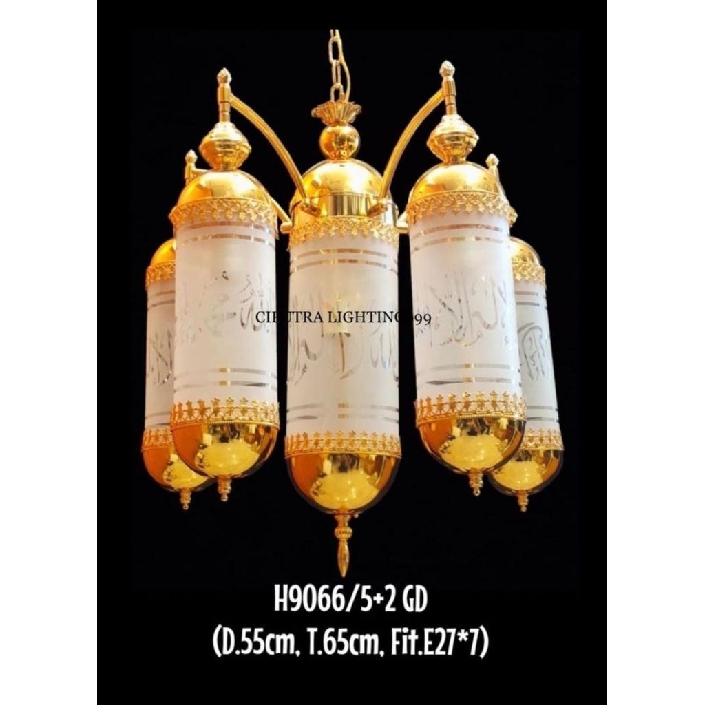 LAMPU GANTUNG HIAS KLASIK TURKI 7 LAMPU RUANG TAMU TERAS MEWAH