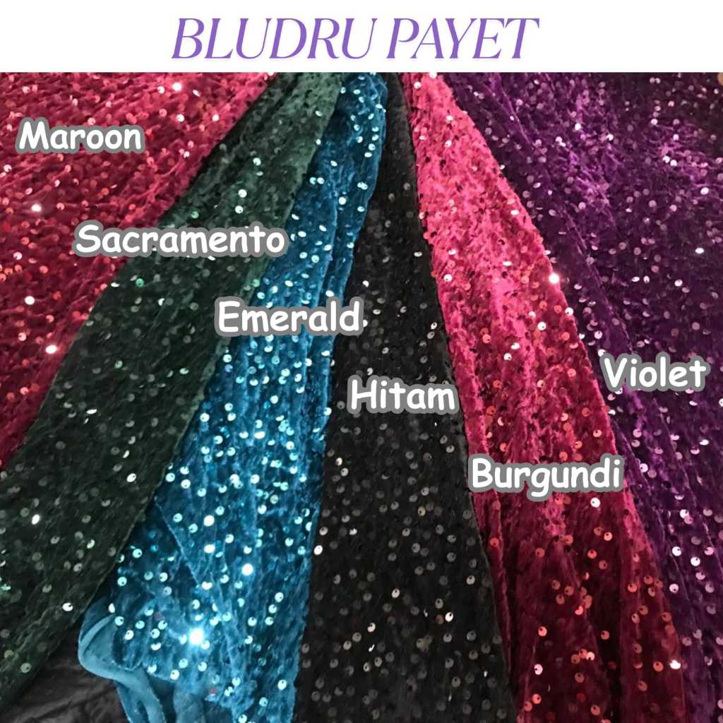 Kain Bludru Sequin Premium Bahan Beludru Glitter Seribu Payet Meteran
