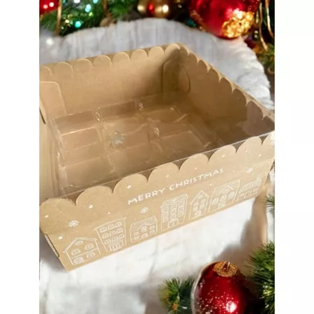 

5PCS Packaging Christmas Kotak kue Puding Wavy 25 Natal