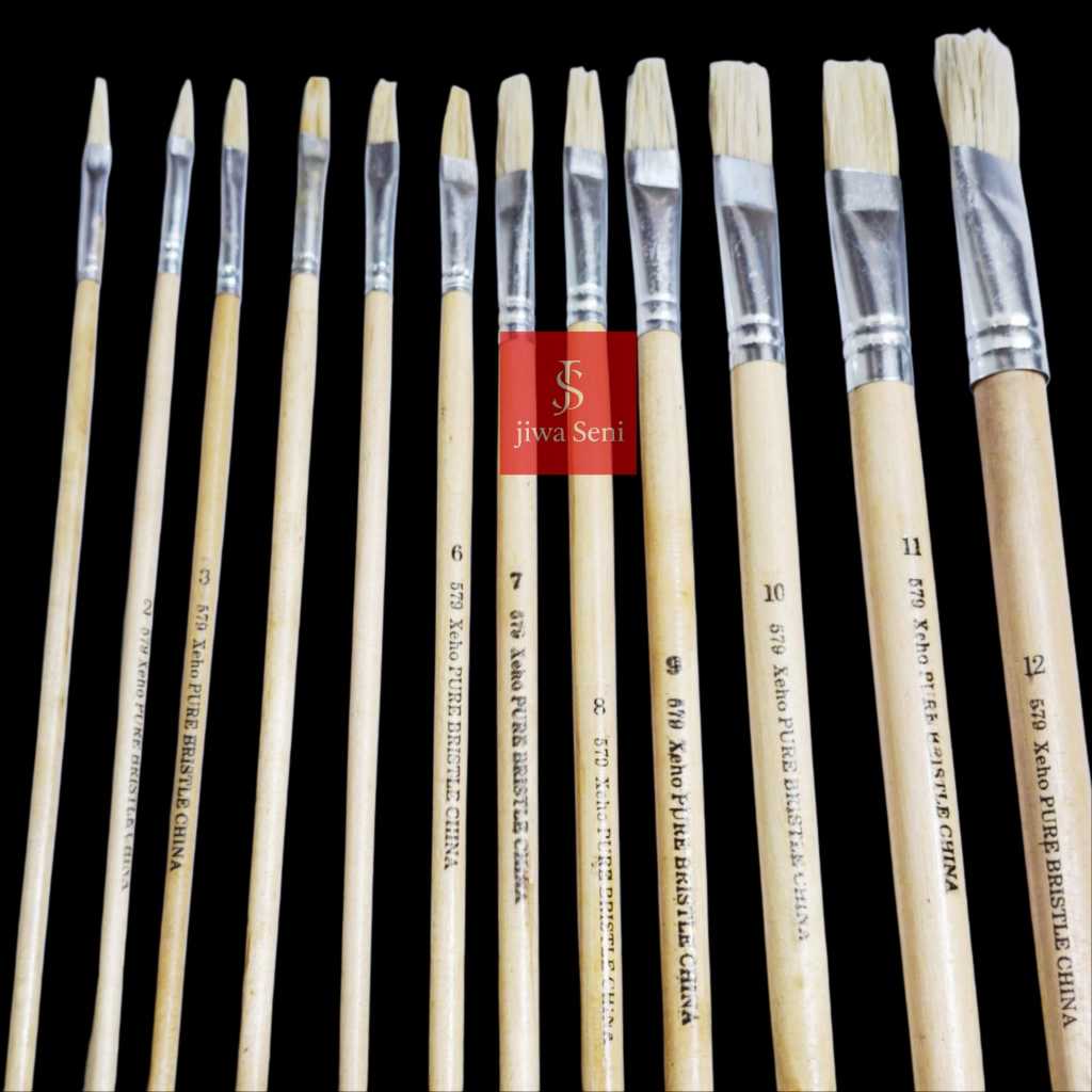 

Kuas Lukis Cat Acrylic Cat Air dan Cat Miyak Bulu Putih No.1-12 Satuan