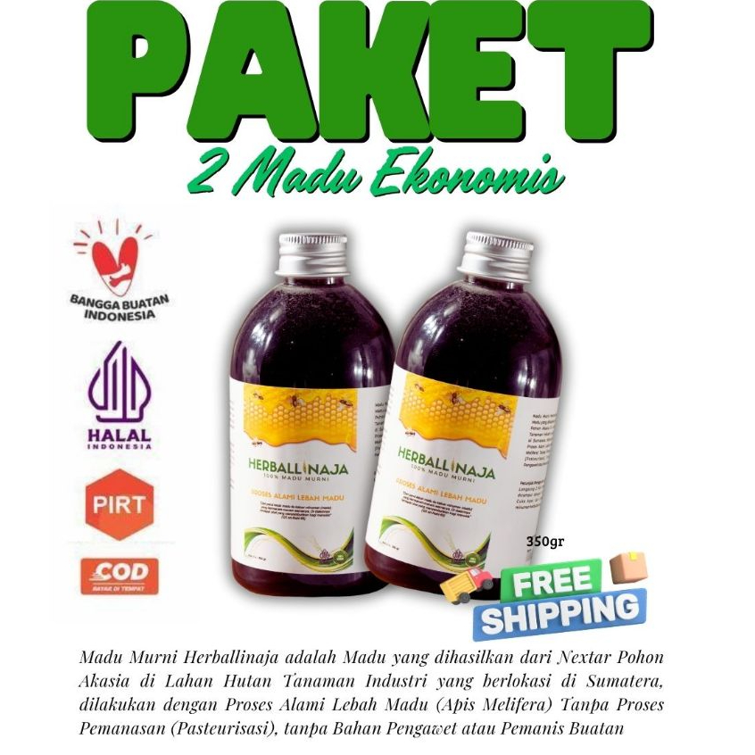 

paket 2 madu ekonomis herballinaja – 2×350 g | madu murni, halal, pirt