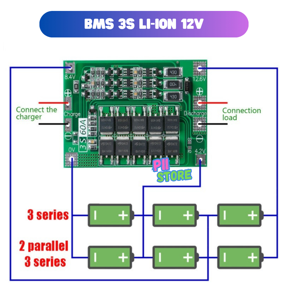 3S 12V 40A 60A  11.1V 12.6V BMS Balance Charger Lithium Battery Protection Board / BMS 3S