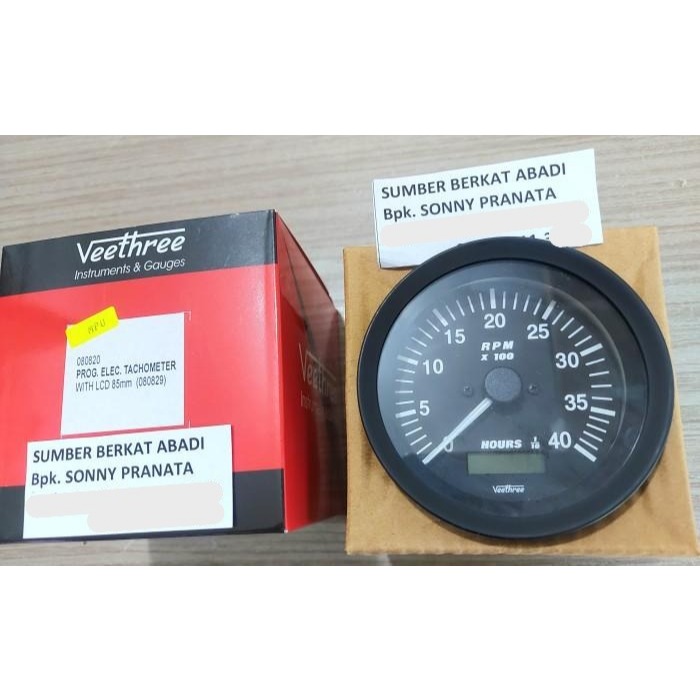 VEETHREE 080820 MPU HOURS AND TACHOMETER 0 - 4000 RPM 85MM WITH LCD 12V 24V - GENUINE
