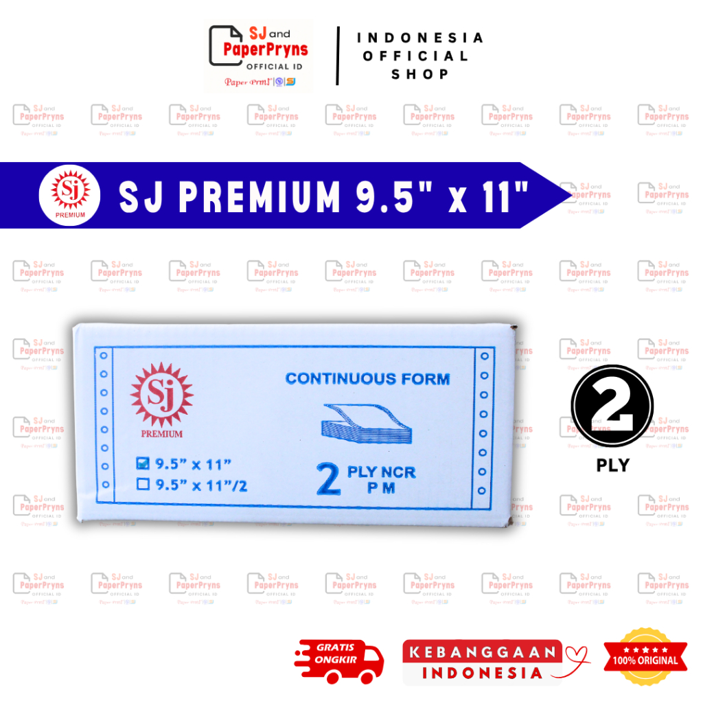 

SJ PREMIUM Kertas Continuous Form 9,5" × 11" (2 PLY) NCR Sheets