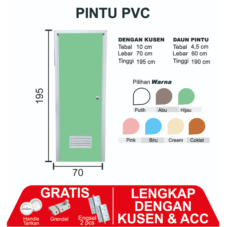 PINTU SELOT PVC POLOS / PINTU KAMAR MANDI