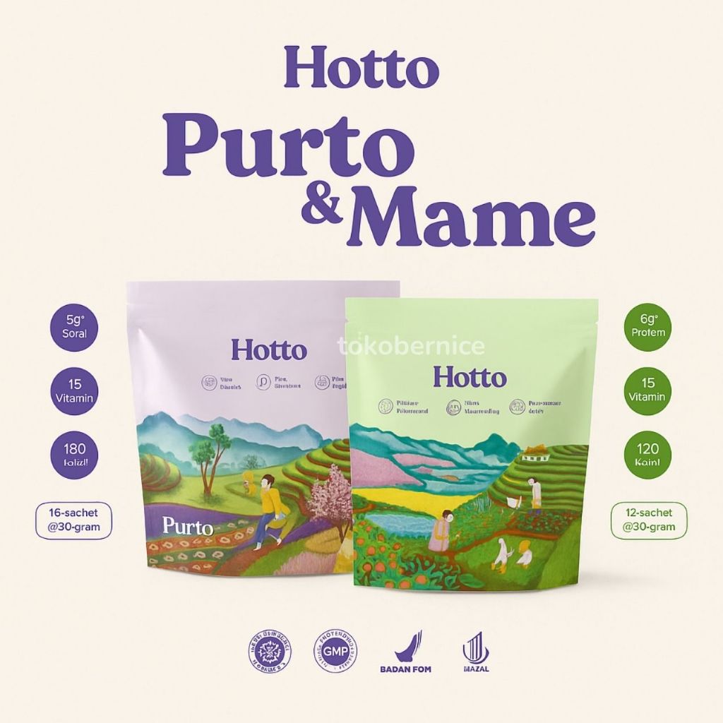

(Mix) Hotto Purto & Hotto Mame – Multigrain Oat Protein Serat Tinggi BPOM Halal