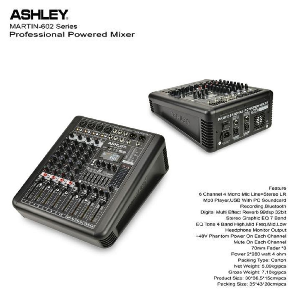 Power Mixer ASHLEY MARTIN 602 ORIGINAL / Mixer Power 6 Channel Ashley Martin602