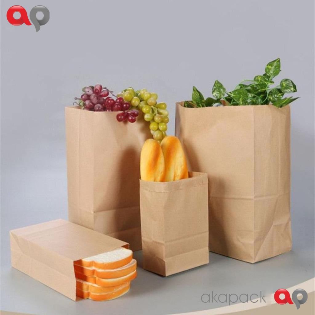 

(100pcs) KANTONG KERTAS / PAPER BAG MAKANAN POLOS Size L (20x30+10cm)