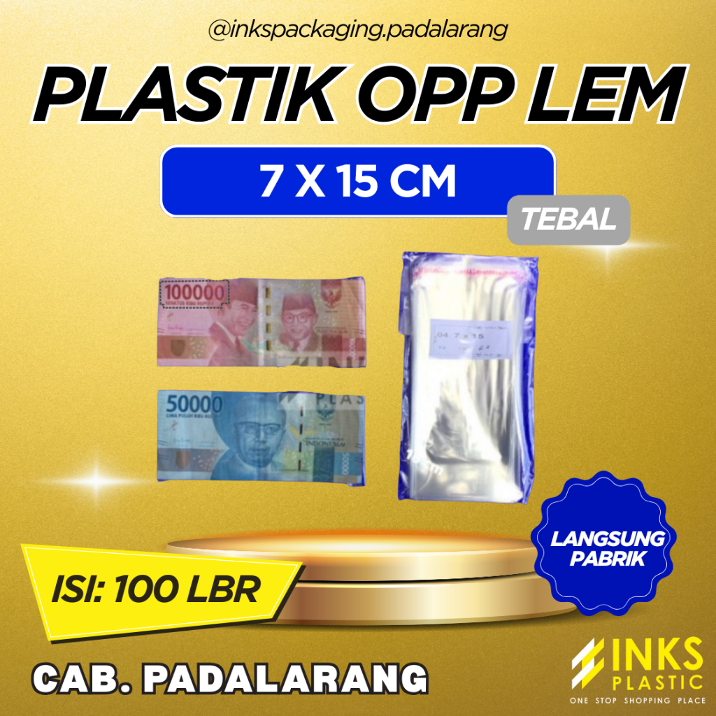PLASTIK OPP SEAL LEM PEREKAT TEBAL 7 X 15 CM