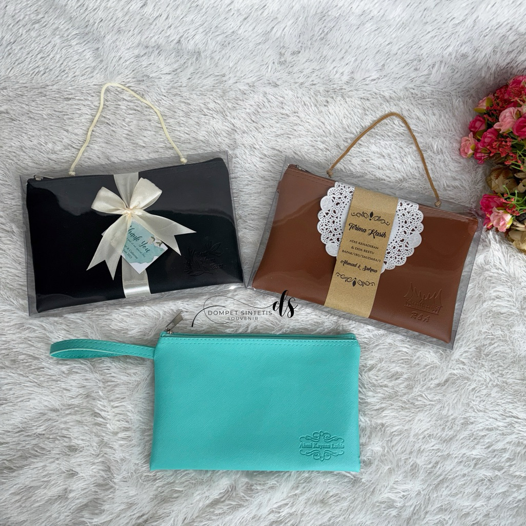 Souvenir Pouch Rectangle Packing box Mika Custom Emboss Unik Pesta Pernikahan Dompet Berkualitas