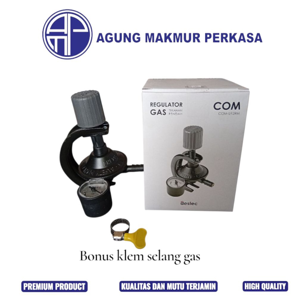 REGULATOR KOMPOR GAS DESTEC COM ANTI BOCOR DOUBLE LOCK LPG TEKANAN RENDAH.