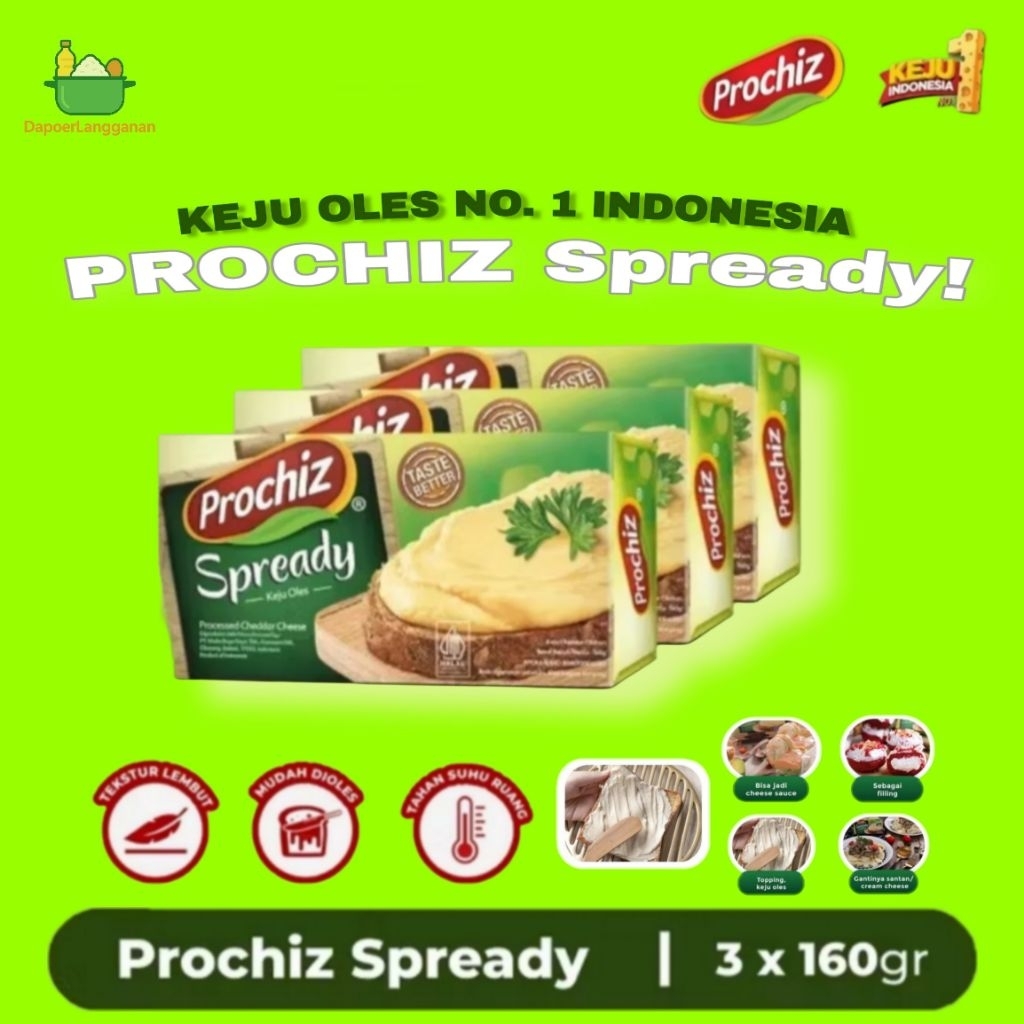 

Prochiz Spready 160gr x 3 pcs Keju Oles Creamy