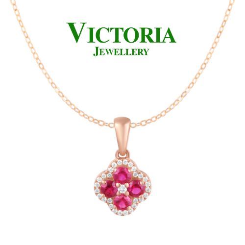 Liontin Berlian Wanita Batu Ruby Burma VPD1253412 Victoria Jewellery