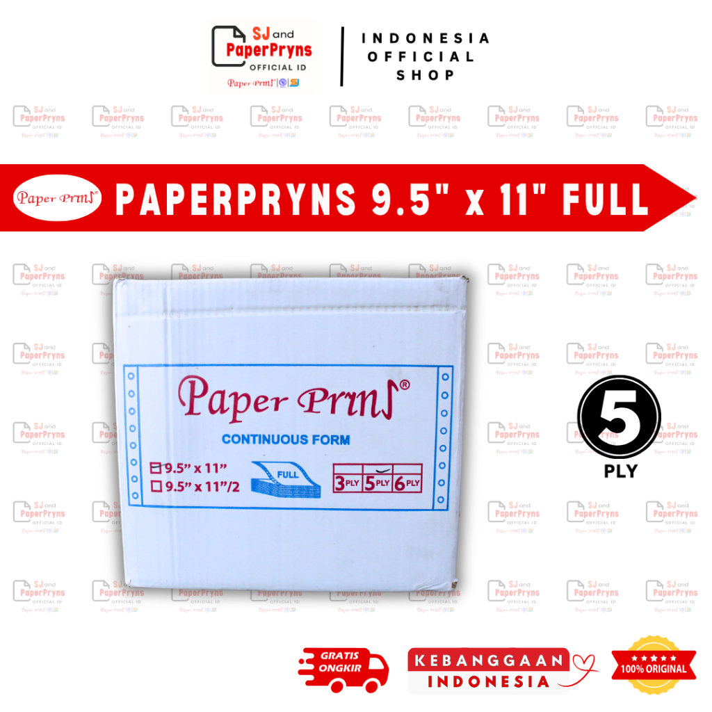 

PAPERPRYNS Kertas Continuous Form 9,5" × 11" (5 PLY) FULL NCR Sheets