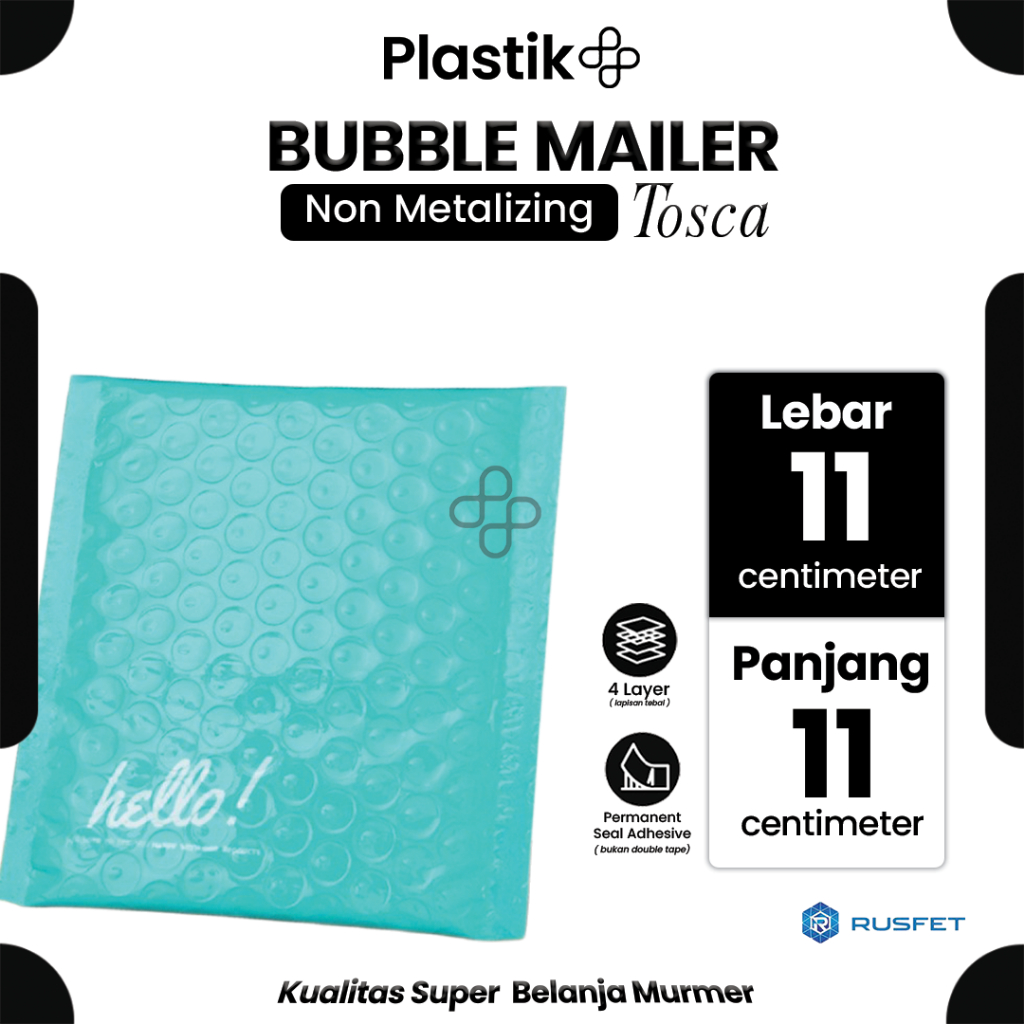 

Amplop Security Bubble Mailer Tosca (Biru) Glossy 11 x 11cm Premium Solid Color Rusfet Harga Satuan