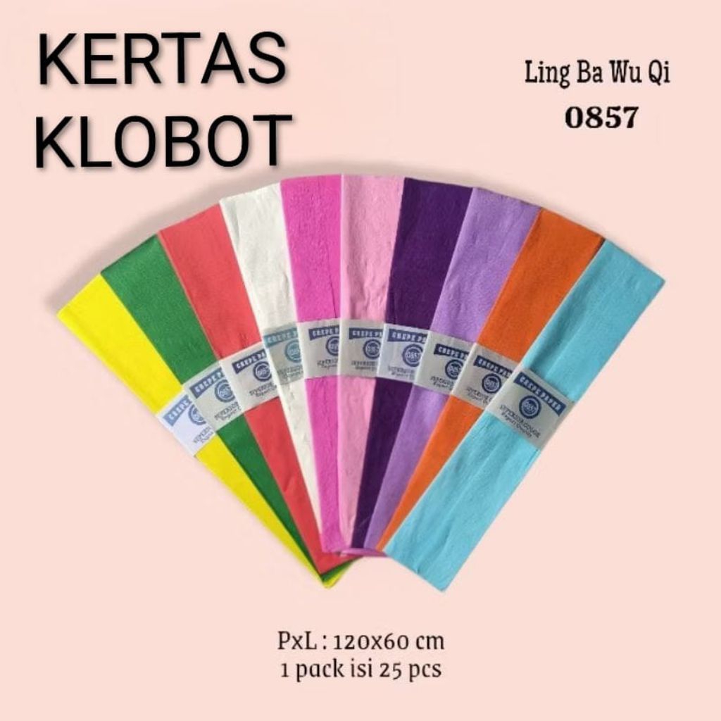 

(1 PAK ISI 25 PCS) Kertas Klobot / Crepe Paper Per Pak 120x60 cm / Isi 25 Lembar
