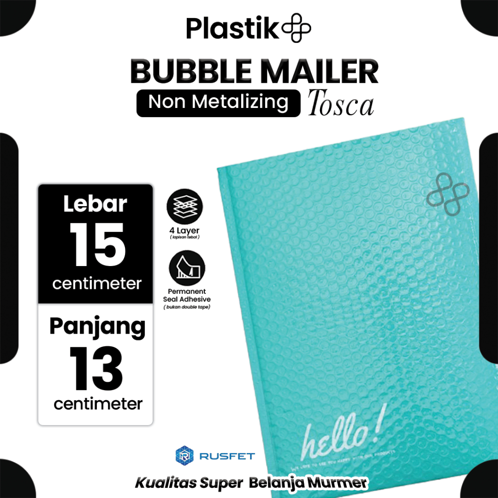 

Amplop Security Bubble Mailer Tosca (Biru) Glossy 15 x 13 cm Premium Solid Color Rusfet Harga Satuan