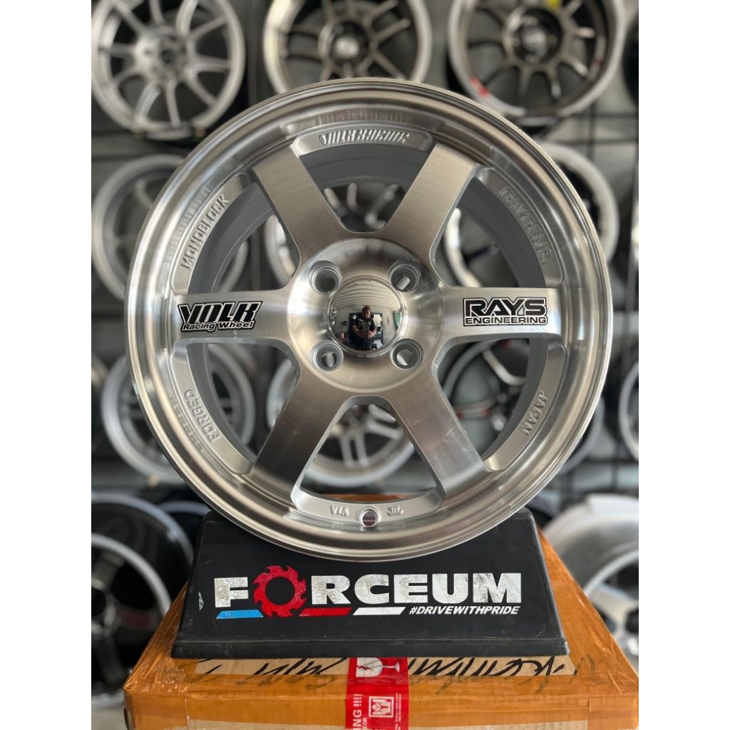 velg te37 r15 full polish pcd 4x100 lebar 6,5 kondisi baru