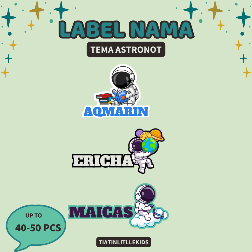

40 pcs STIKER CUTE NAMA ANAK ANTI AIR | STIKER NAMA MURAH EKONOMIS STIKER NAMA ASTRONOT BOY AND GIRL