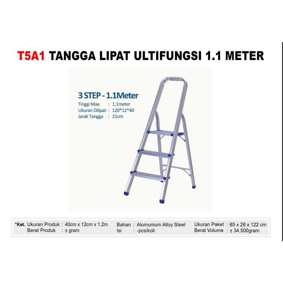 NEW TANGGA LIPAT ALUMINIUM 4 STEP 1.1 METER / TANGGA LIPAT PORTABLE KUAT / TANGGA LIPAT 3 STEP - MUR