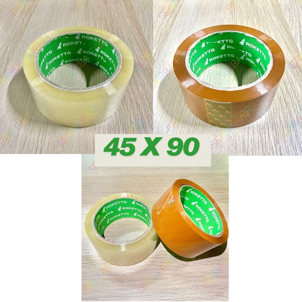 

Lakban Bening Coklat ROKETT GREEN CORE 2 Inch (45mm) 90 Yards ECO TERMURAH