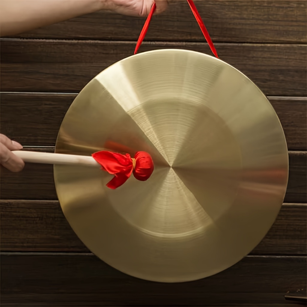 32CM Gong Cina Gong Tangan Perunggu Gong Luo Kuningan Mainan Musik Untuk Peringatan Dini Dan Hiburan