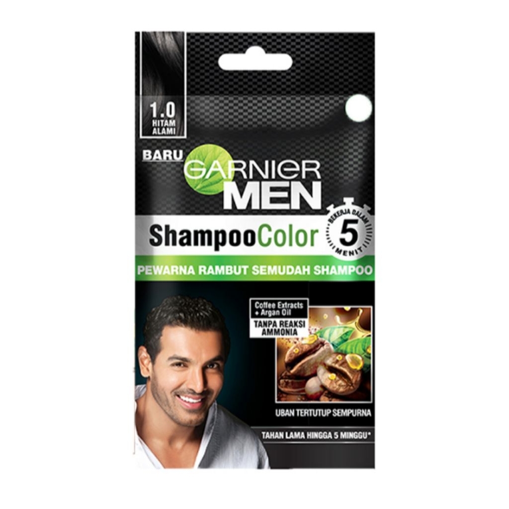 Garnier Men Shampoo Hair Color 1 Hitam Alami 20ml