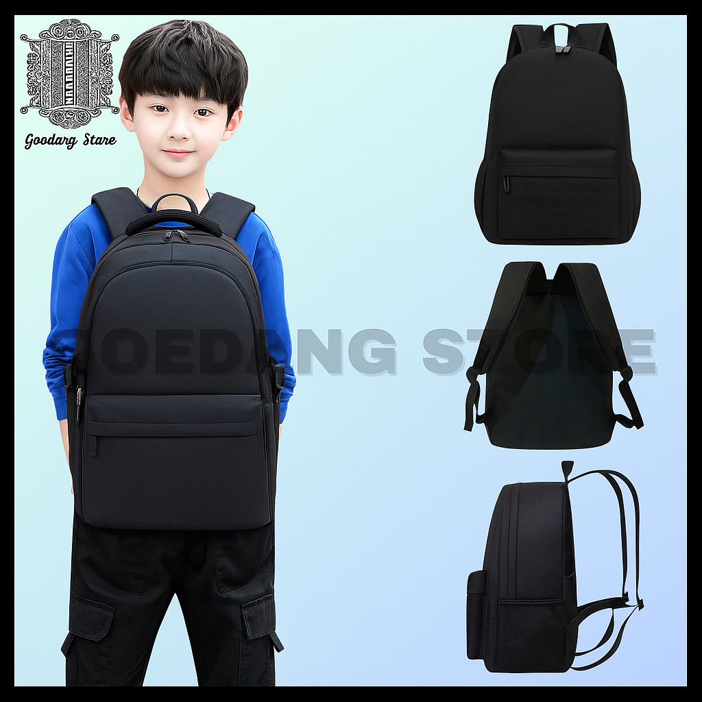 Tas Sekolah Anak Pria Ransel Sablon, Tas Sekolah SD SMP SMA,(WARNA HITAM RANDOM)