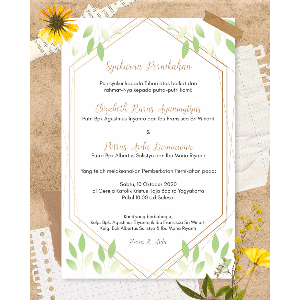 Kartu Ucapan Syukuran Pernikahan / Kartu Tasyakuran Pernikahan / Kartu Ucapan Pernikahan / Kartu Ham