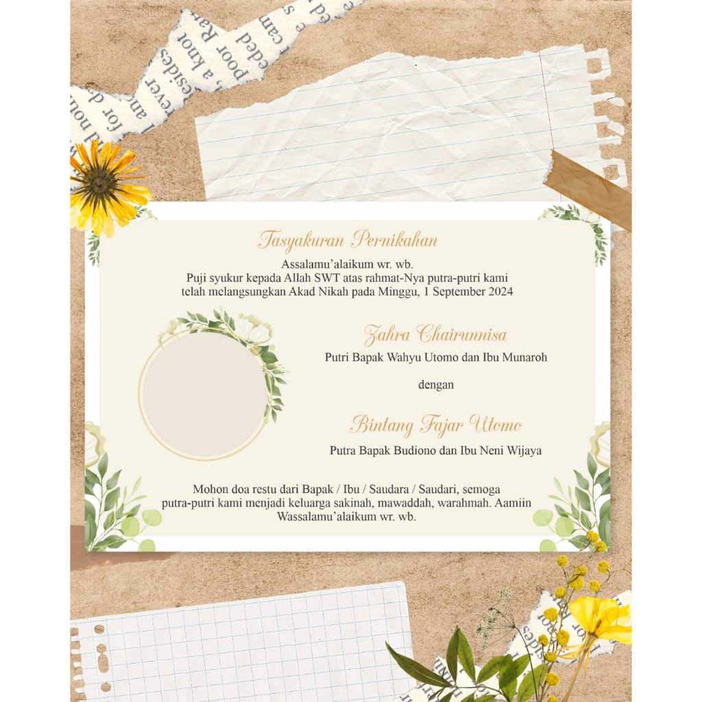 Kartu Ucapan Syukuran Pernikahan / Kartu Tasyakuran Pernikahan / Kartu Ucapan Pernikahan / Kartu Ham
