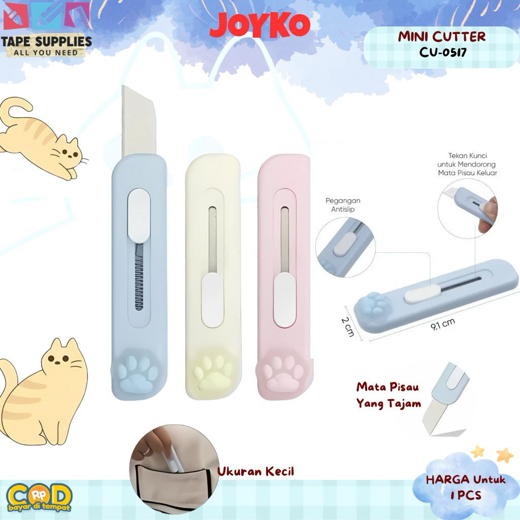 

CUTTER MINI LUCU JOYKO - CU-0517 Mata Pisau Tajam / Pemotong Ukuran Mini Kecil - Pemotong Kertas