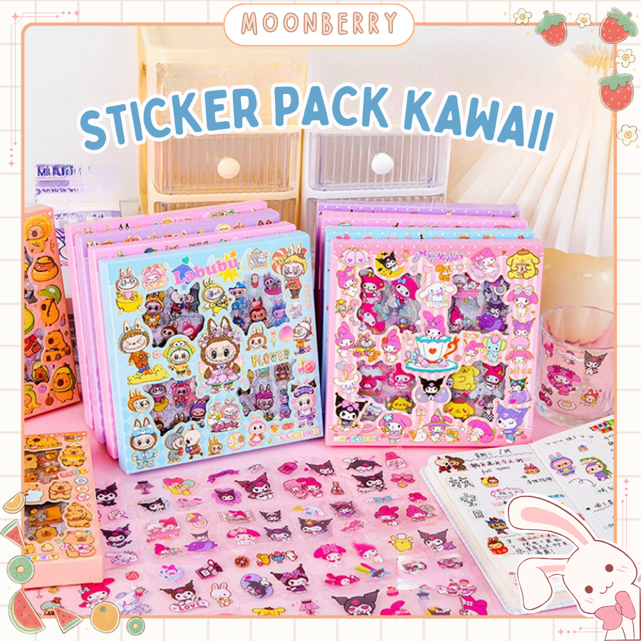 

Sticker Lucu 2D Labubu Sanrio Karakter Kuromi Capybara Isi 100 Lembar Per Box / Sticker Pack 100 Lembar